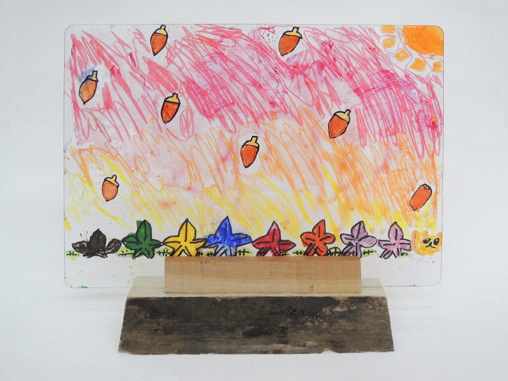 「透明な板に絵を描こう！」２年生の作品