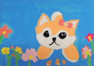 5年生の作品「ぬいぐるみの水彩画」