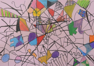 低学年クラス「クレー風抽象画を描こう！」１年生の作品