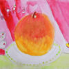 画材、色使い演習（モチーフを見て描く）２年生の作品「りんご」
