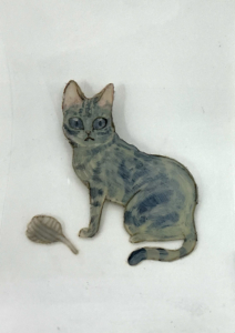 ６年生の作品「透明な板に絵を描く」