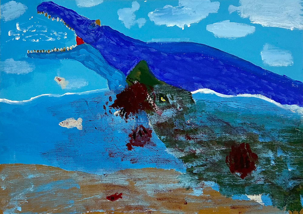 高学年クラス「キャンバスにアクリル画」6年生の作品