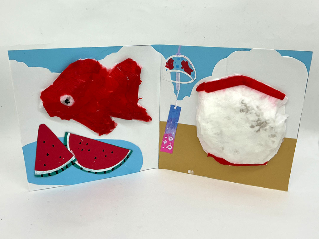 高学年クラス６年生の作品「張り子屏風」