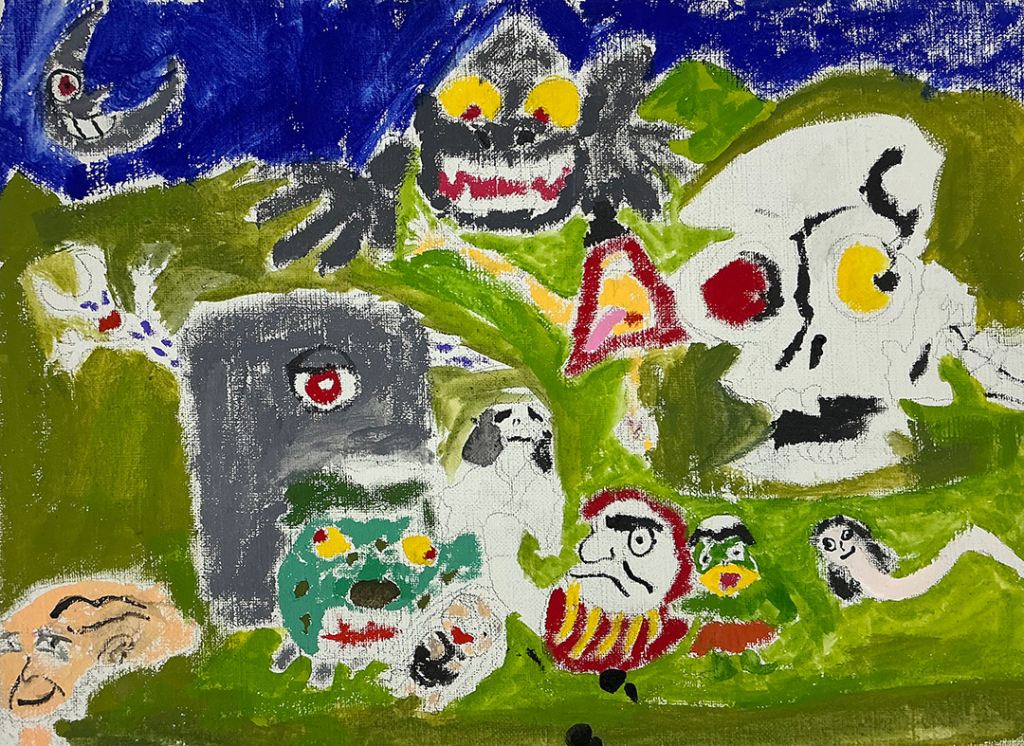 高学年クラス「キャンバスにアクリル画」5年生の作品
