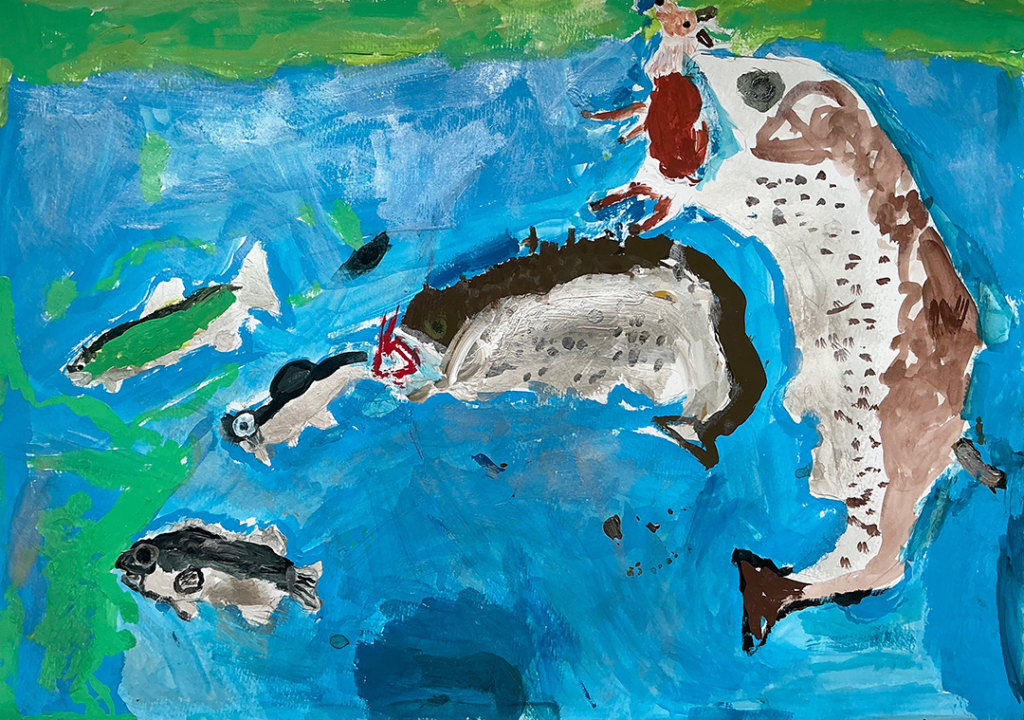 高学年クラス「水彩の想像画」5年生の作品